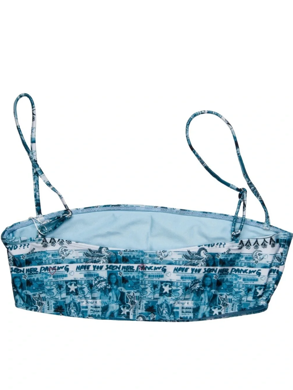 NWT Frankie's Bikinis Teal Graphic Bandeau Bikini Top
